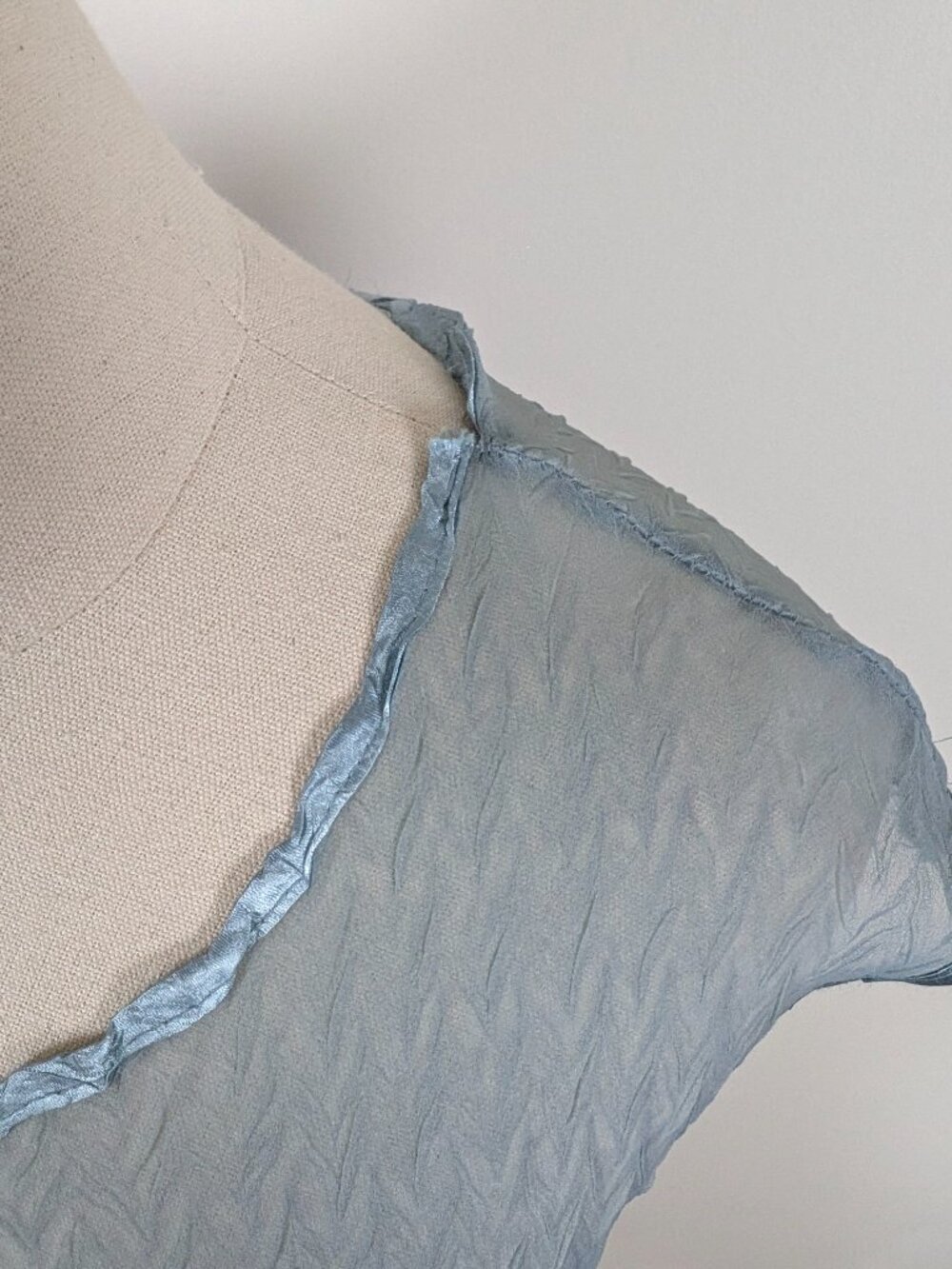 Komarov Asymmetrical Silk Midi Dress Size Large Pastel Blue Formal Sheer - Picture 14 of 16